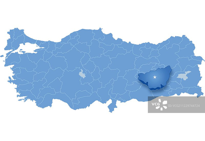 土耳其地图，迪亚巴克尔图片素材