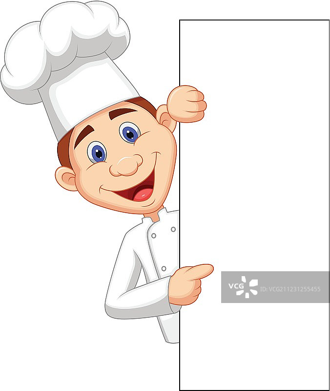 厨师卡通与空白标志图片素材