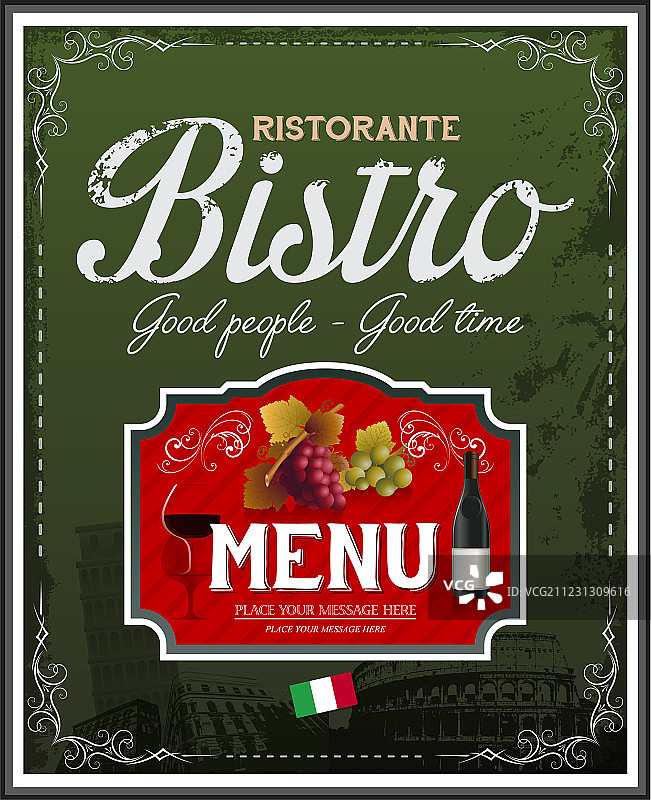 复古的意大利餐厅菜单和海报设计图片素材