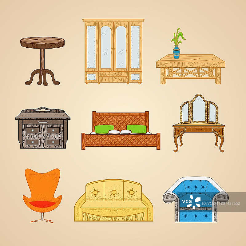 一套不同风格的家具图片素材