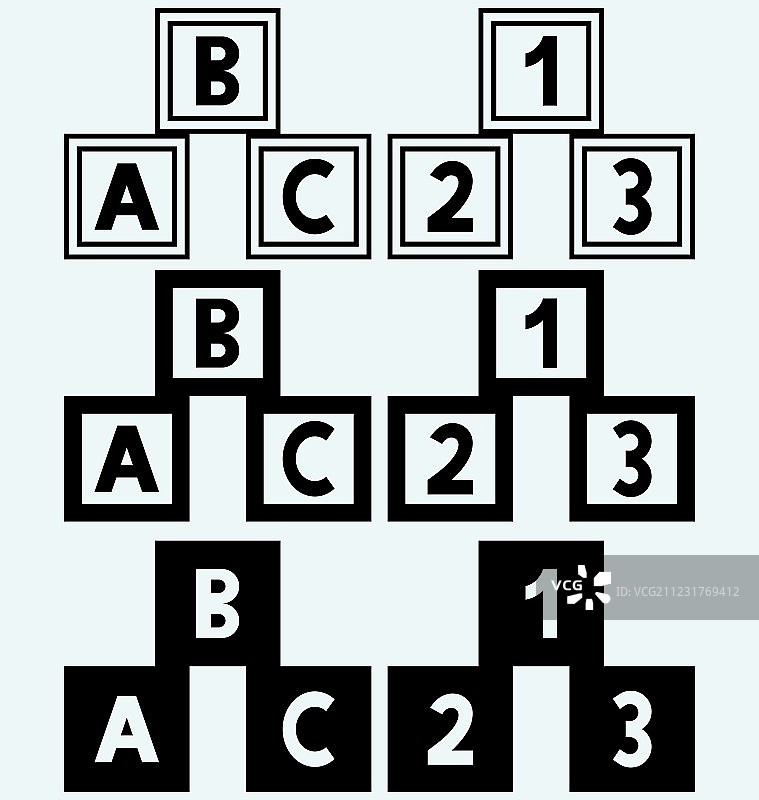 由ABC字母和数字组成的字母立方体图片素材