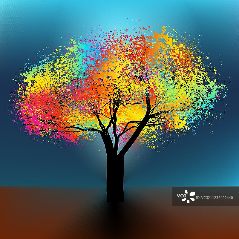 抽象的彩色的树。EPS 8图片素材