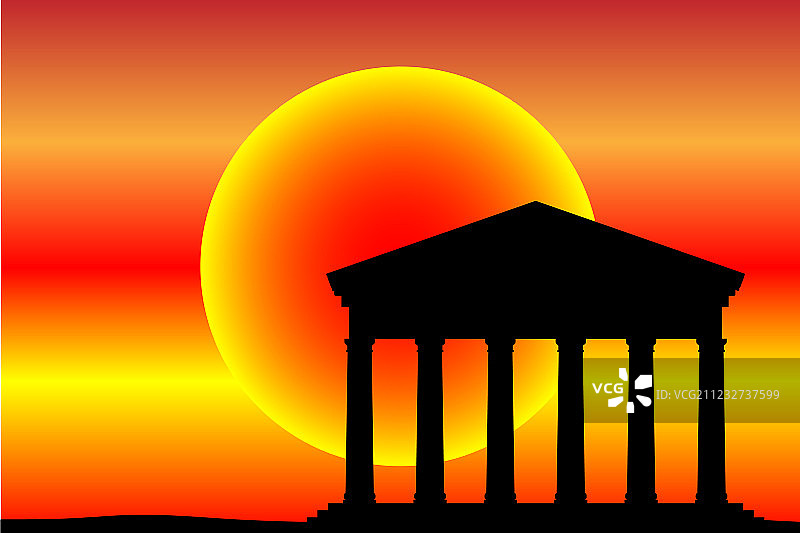 日落时的希腊神庙图片素材