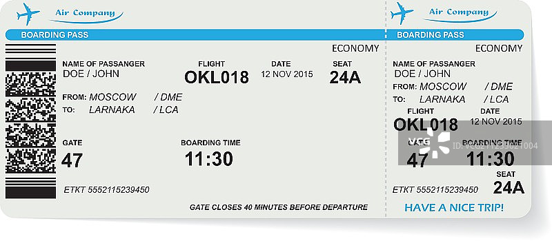 航空公司登机牌机票的模式图片素材