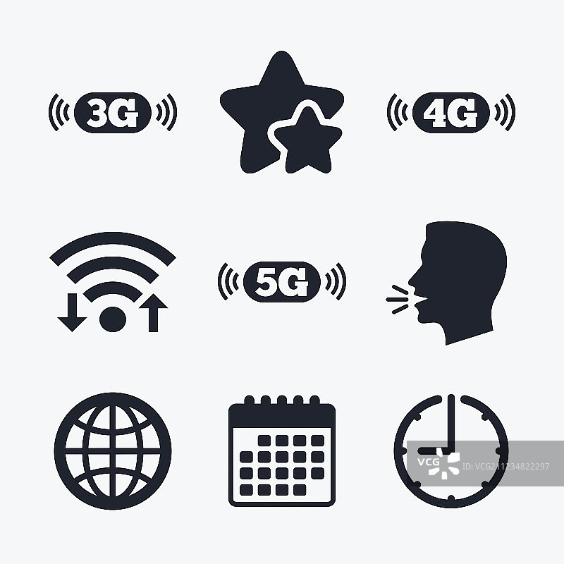 移动通信标志3G、4G和5G图片素材