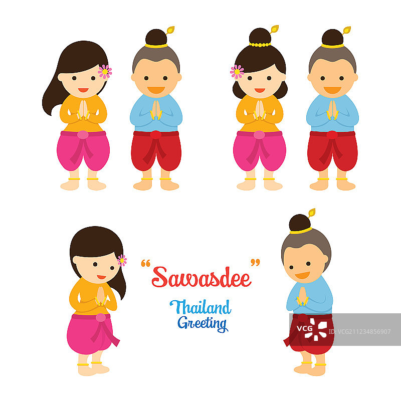 Sawasdee儿童在传统泰国服装图片素材