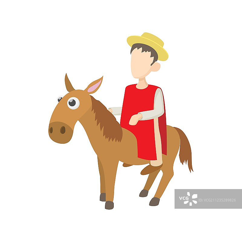 人骑驴卡通风格的图标图片素材