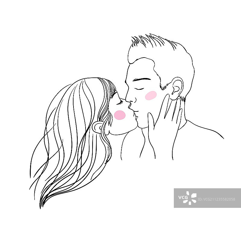 浪漫的亲吻相爱的夫妇图片素材