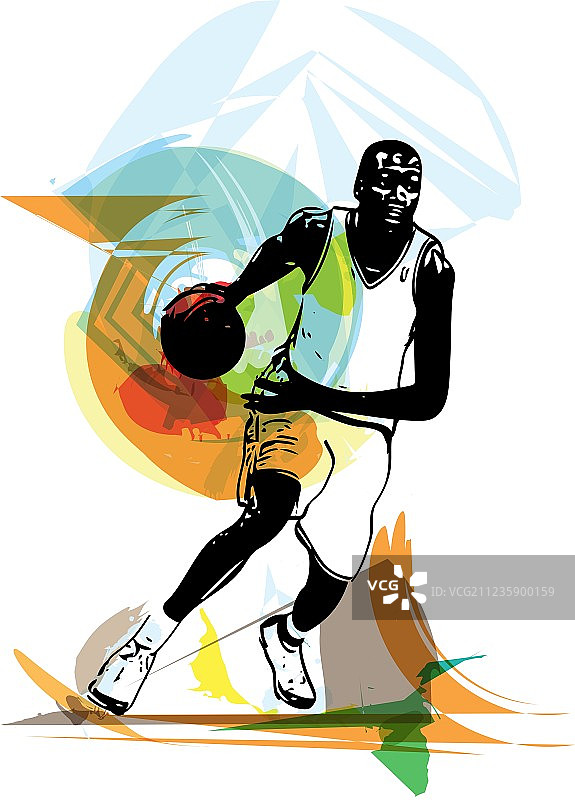 篮球运动员素描图片素材