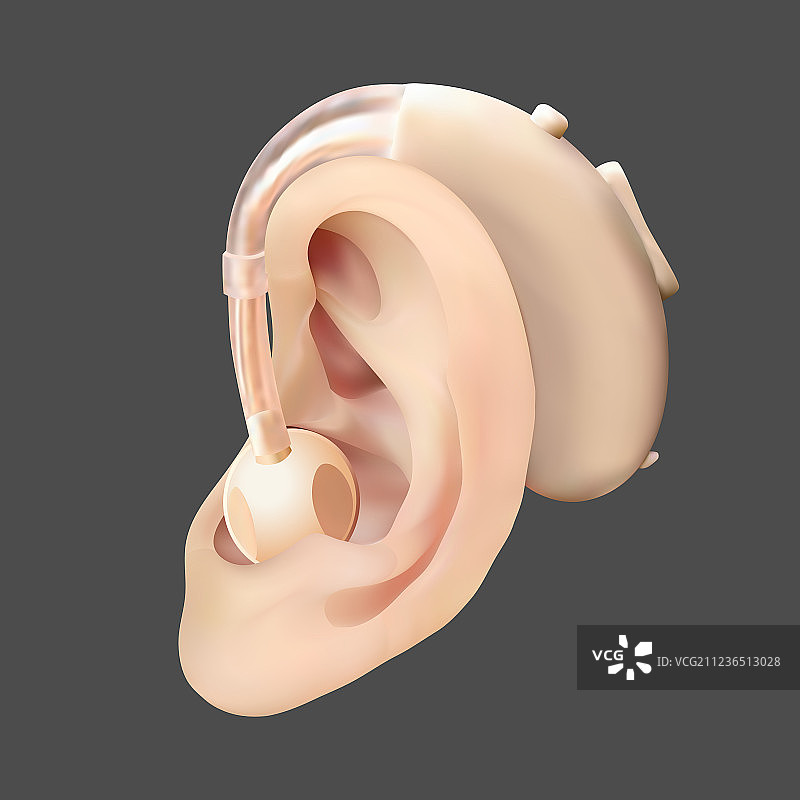 助听器放在耳后的背景上图片素材