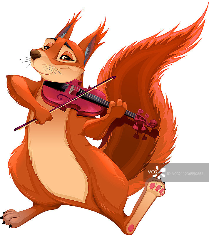 有趣的松鼠在拉小提琴图片素材