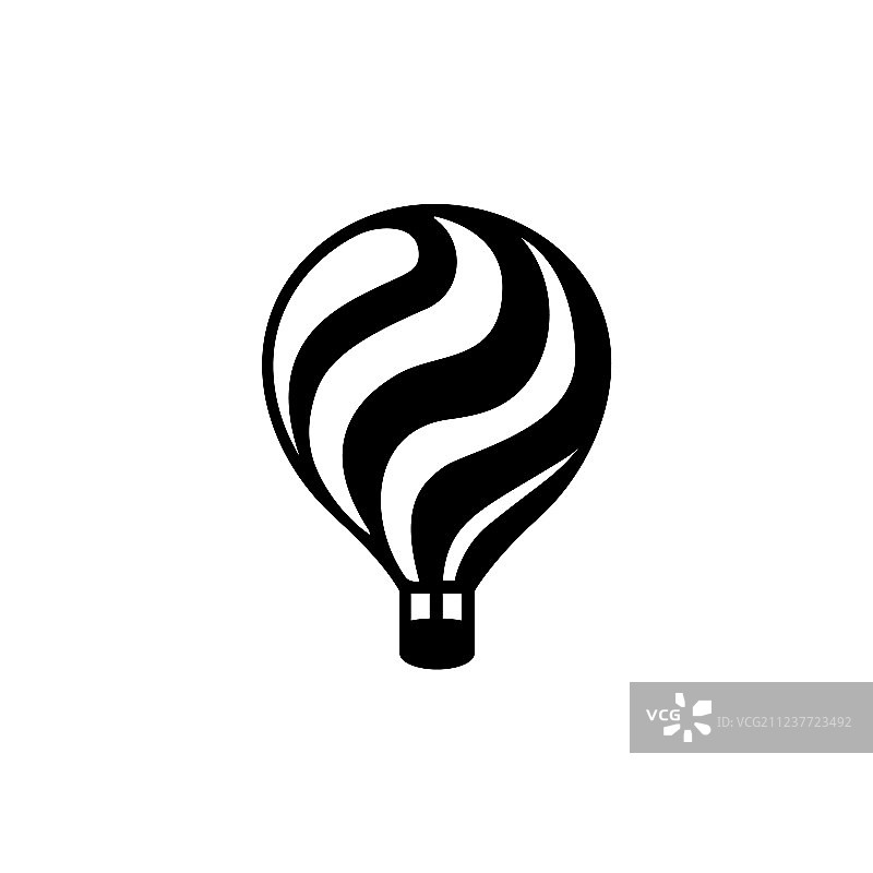 白色背景上的黑色热气球图标图片素材