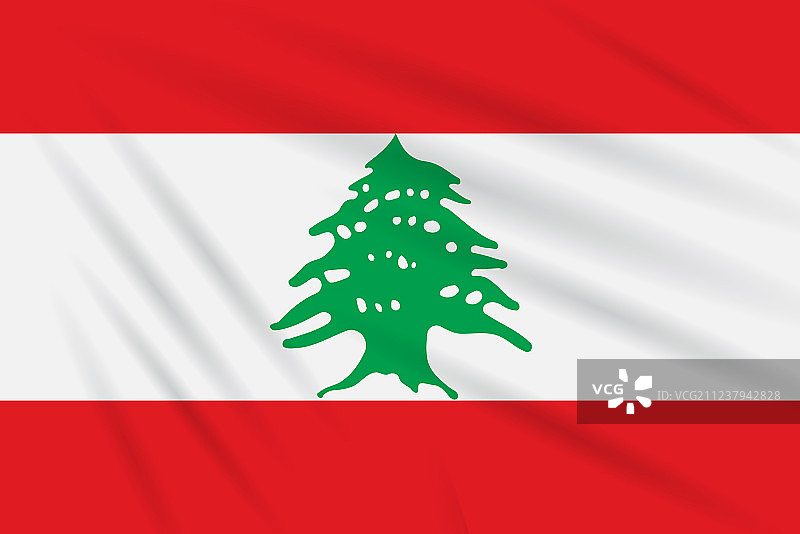 国旗黎巴嫩在风中摇曳逼真图片素材