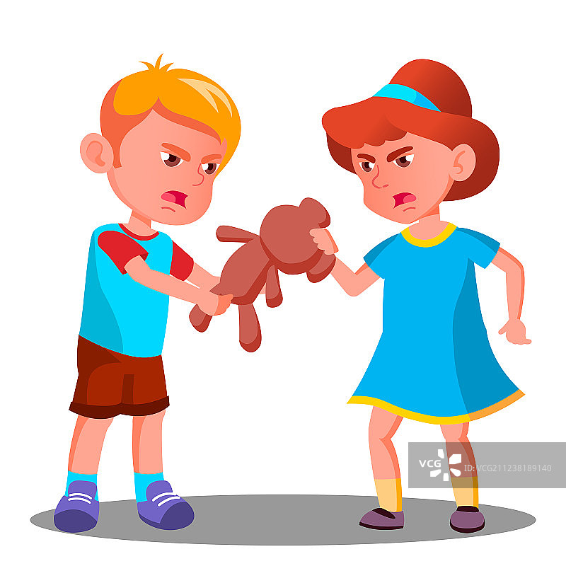 两个孩子为了一个玩具吵架图片素材