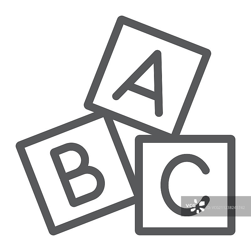 字母立方体线图标ABC和玩具图片素材