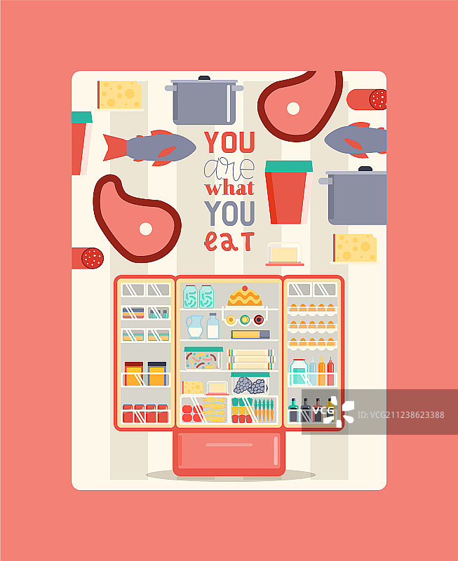 冰箱满满的食物海报图片素材