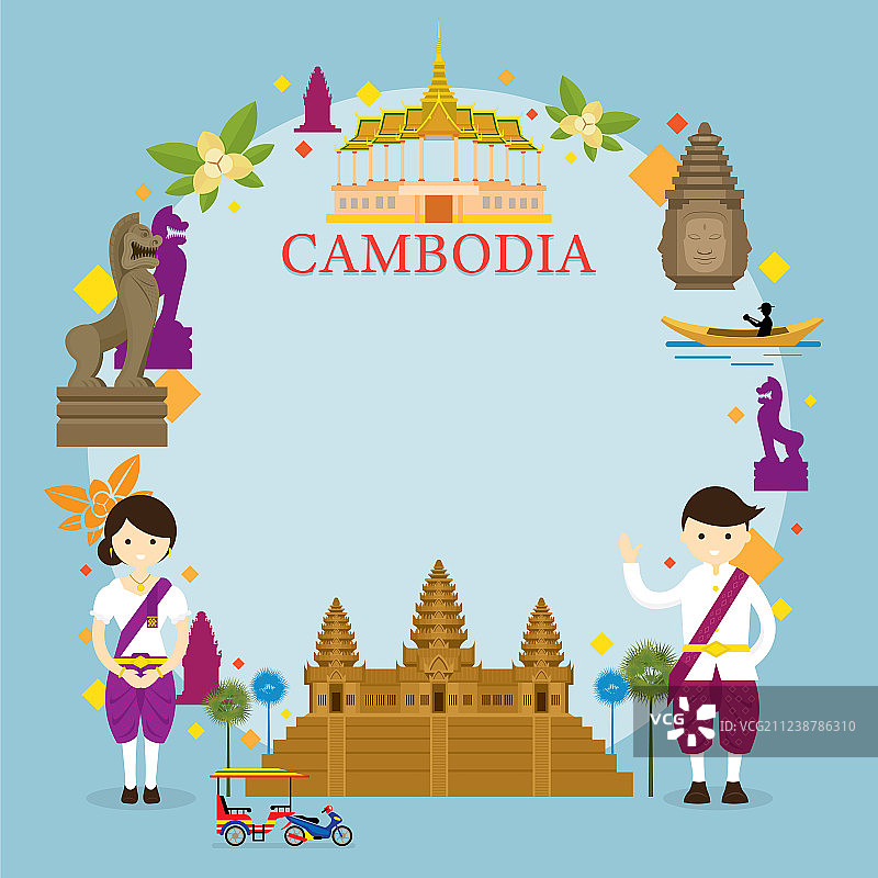 柬埔寨的地标人们在传统图片素材