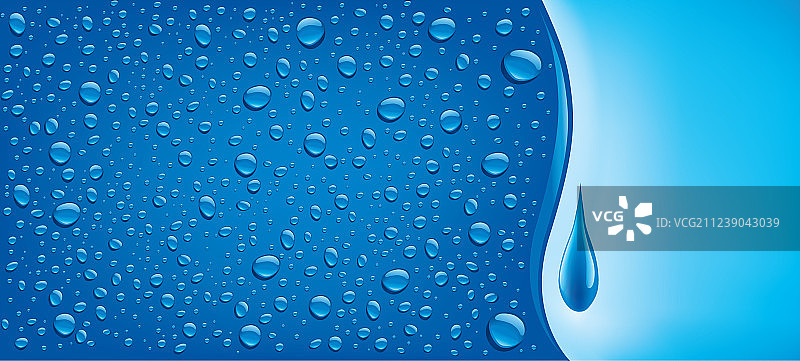 水滴在蓝色背景与文字的地方图片素材