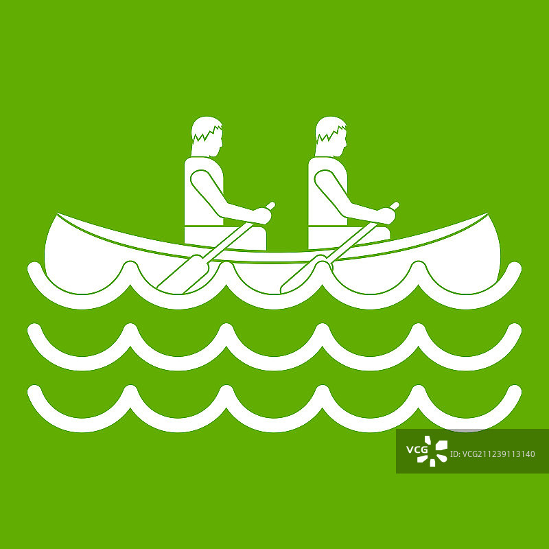 划独木舟绿色图标图片素材
