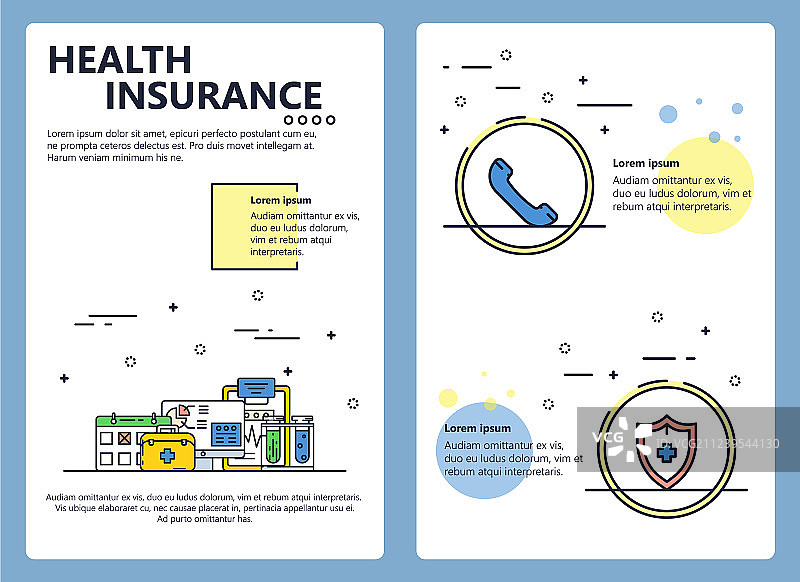 线条艺术健康保险海报模板图片素材