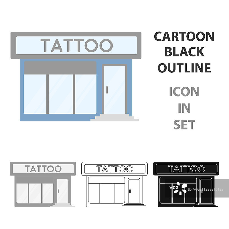 纹身沙龙大楼客厅图标卡通单图片素材