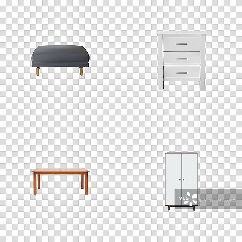 一套具有写实符号的家具配橱柜图片素材