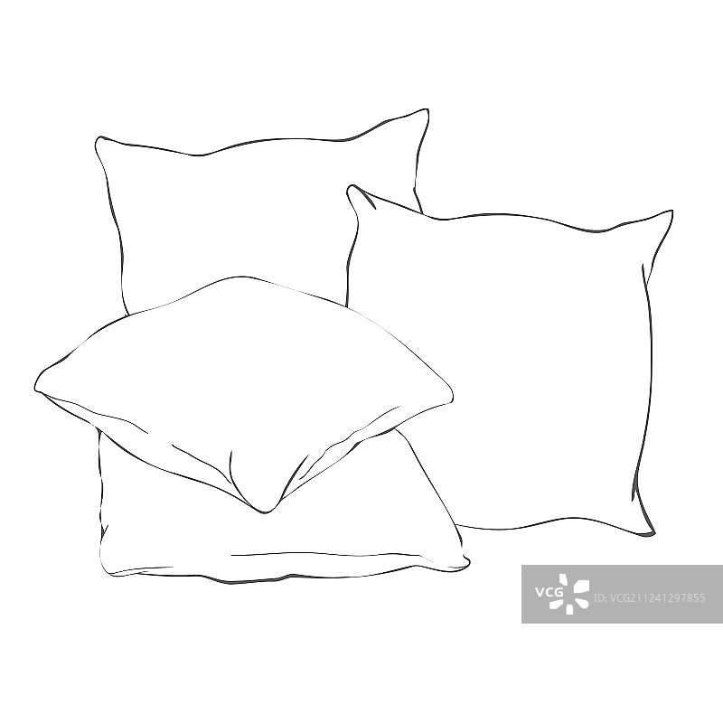 枕头素描艺术枕头孤立的白色枕头图片素材