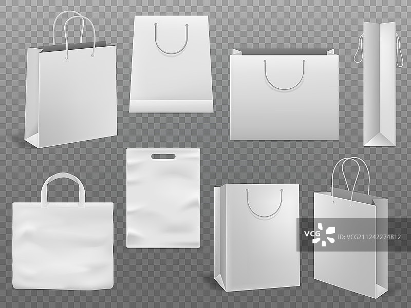 购物袋模型，空手提袋，白纸图片素材