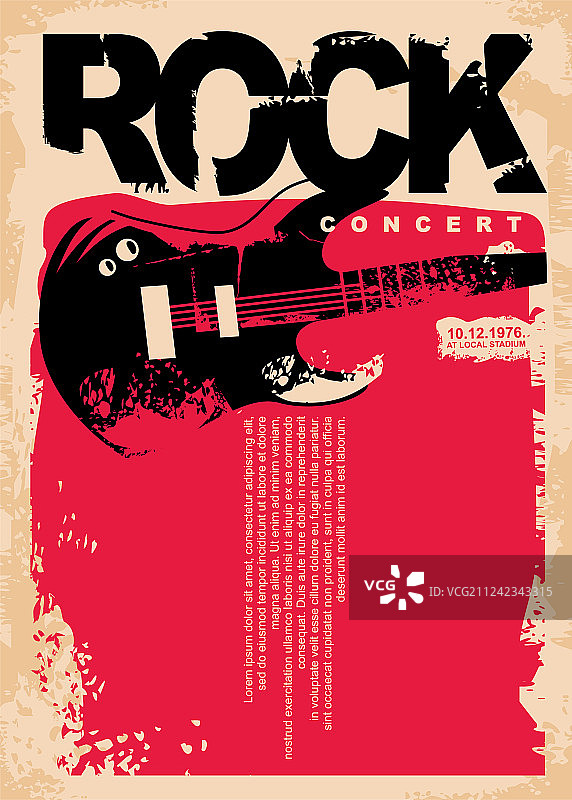 摇滚音乐会海报模板与电吉他图片素材