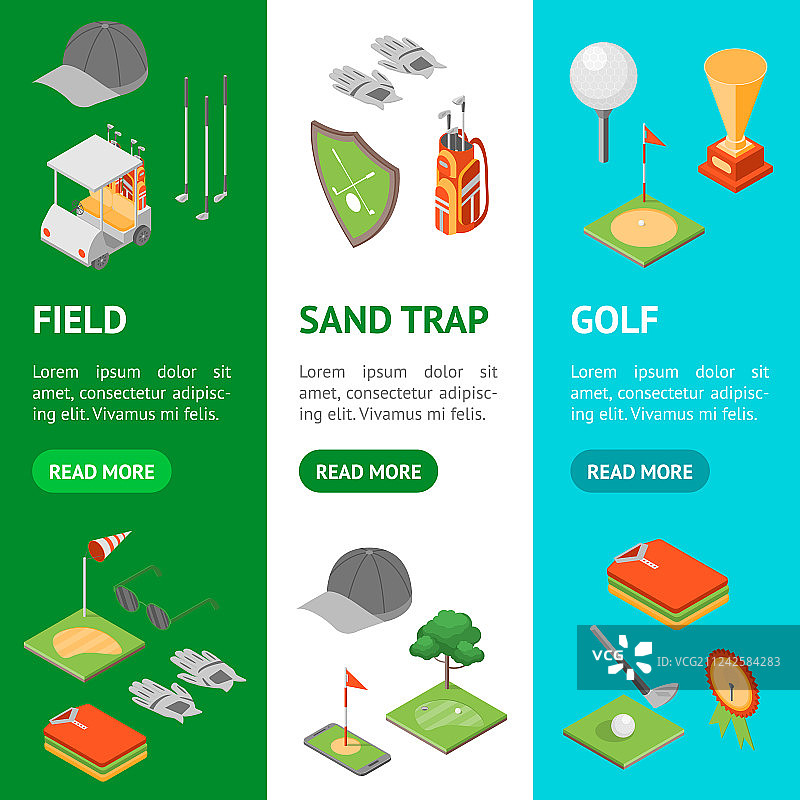 高尔夫球游戏器材旗帜垂直设置等距图片素材