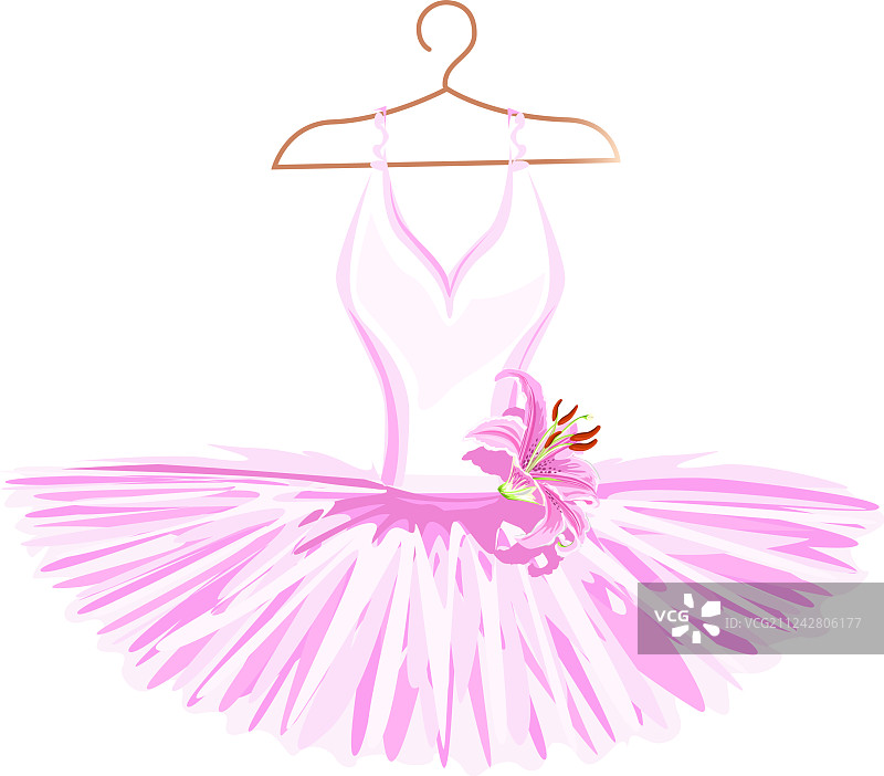 水彩芭蕾舞裙挂在衣架上图片素材
