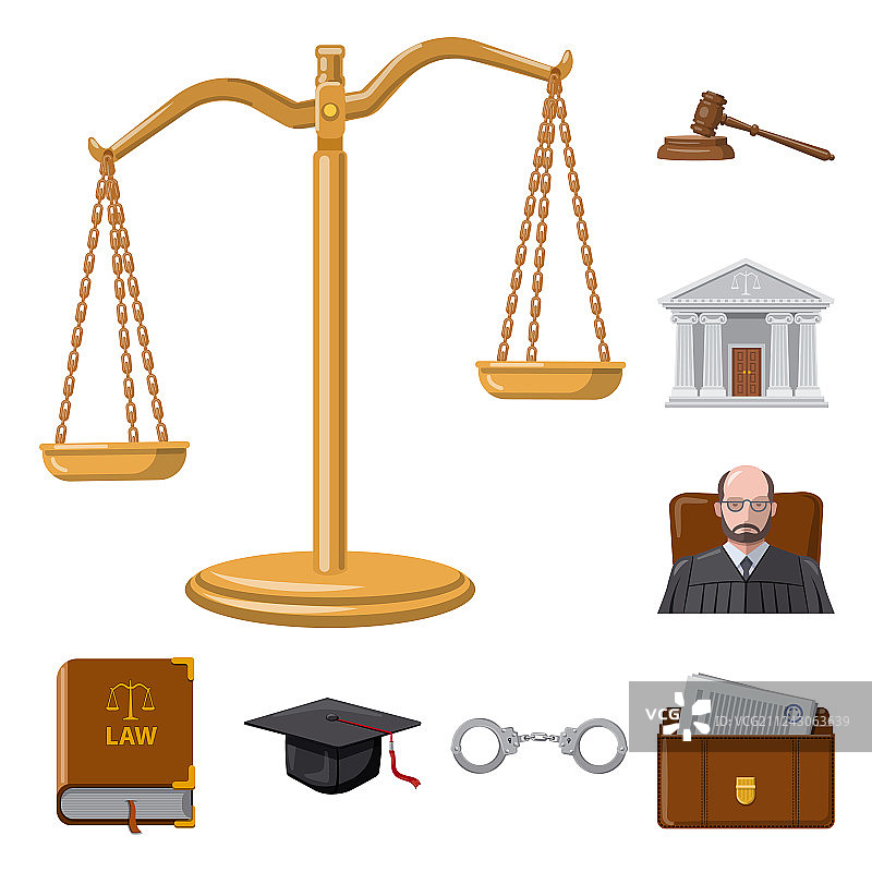 孤立的法律客体与律师形象的法律体系图片素材