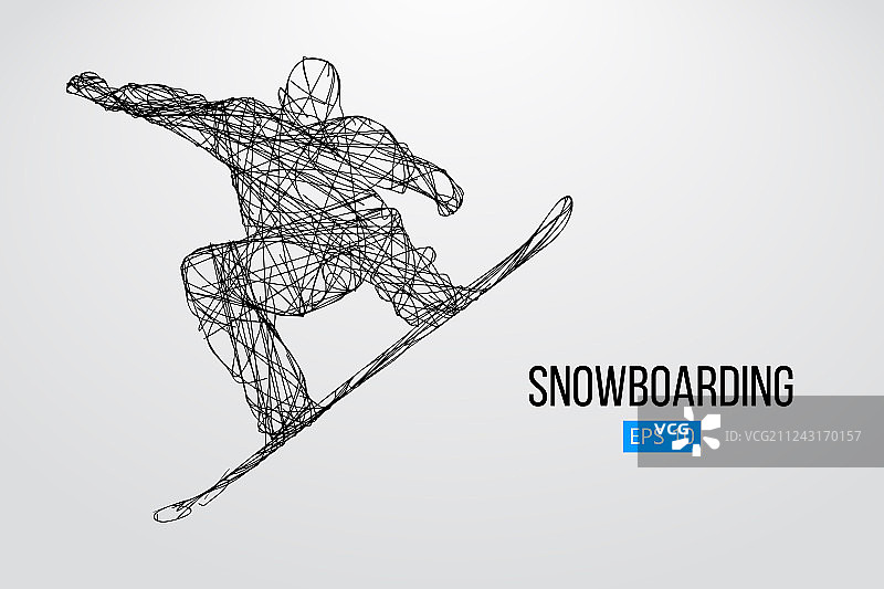 一个孤立的滑雪运动员的剪影图片素材