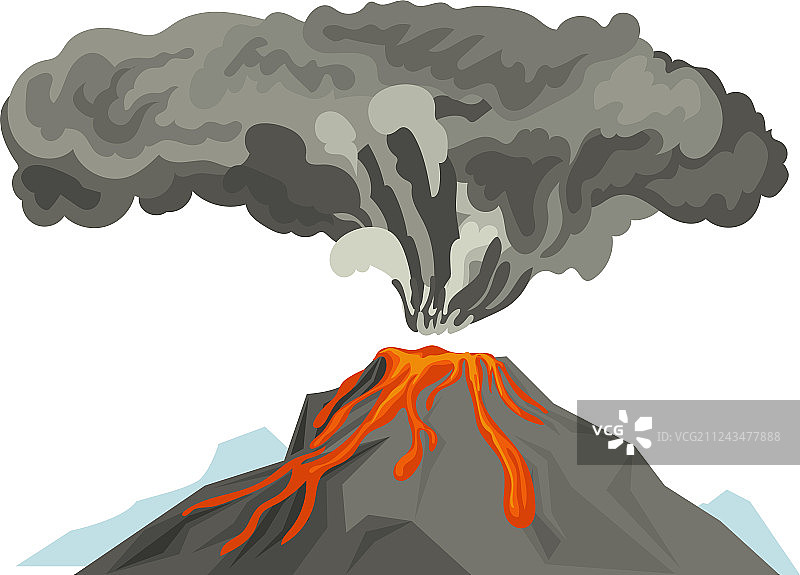 火山岩浆与烟雾一起喷发图片素材