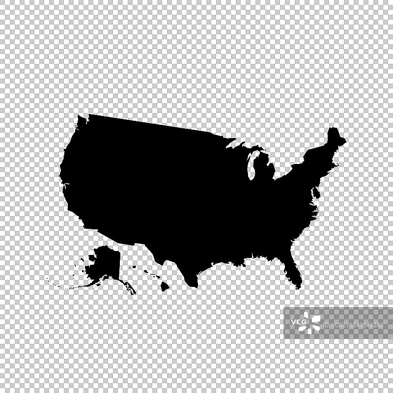 美国地图孤立黑色上图片素材