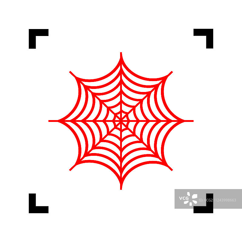蜘蛛网上的蜘蛛红色图标图片素材