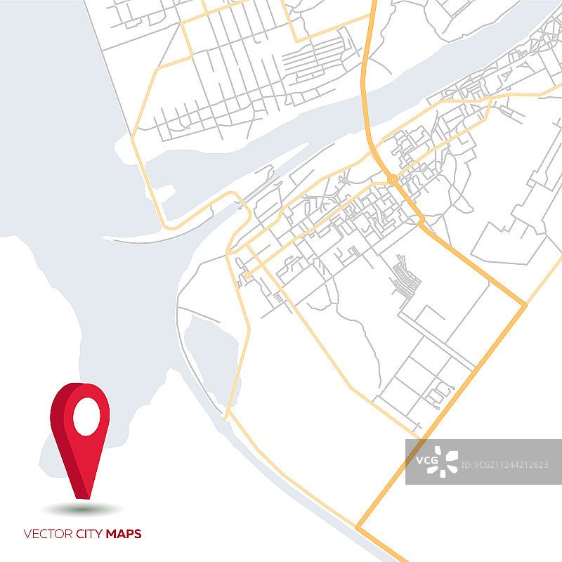 红色指针的抽象城市地图图片素材