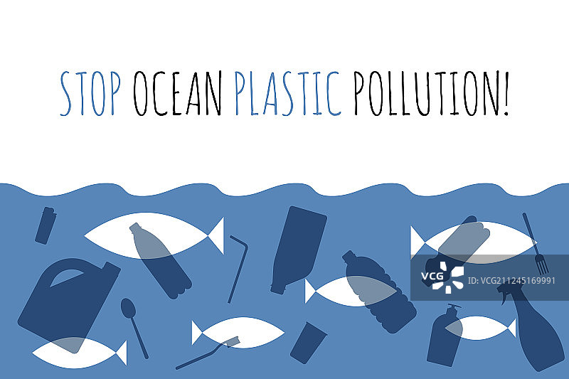 阻止海洋塑料污染塑料垃圾袋图片素材