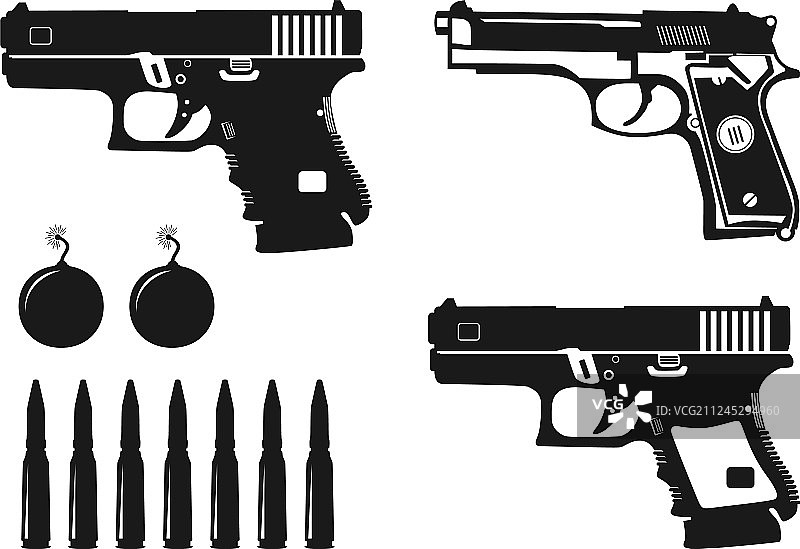 手枪和子弹设计种类繁多图片素材