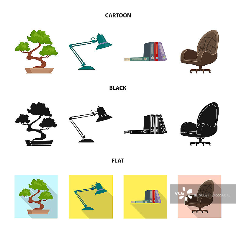 孤立对象的家具和工作图标集图片素材
