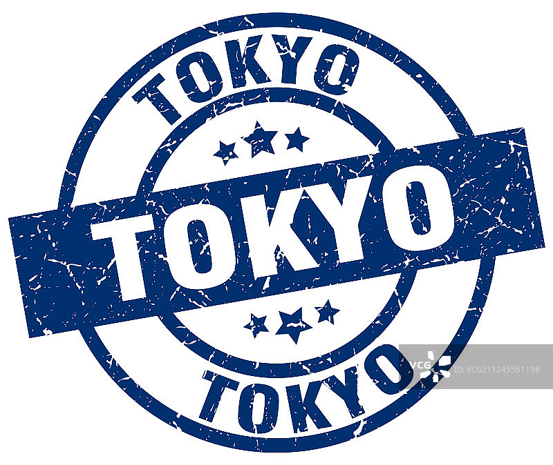 东京蓝色圆形垃圾邮票图片素材
