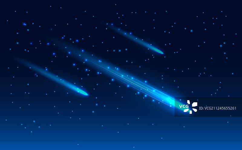 三颗彗星在繁星点点的太空中图片素材
