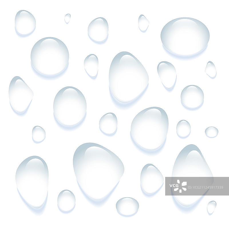 清澈透明的水滴孤立在一起图片素材