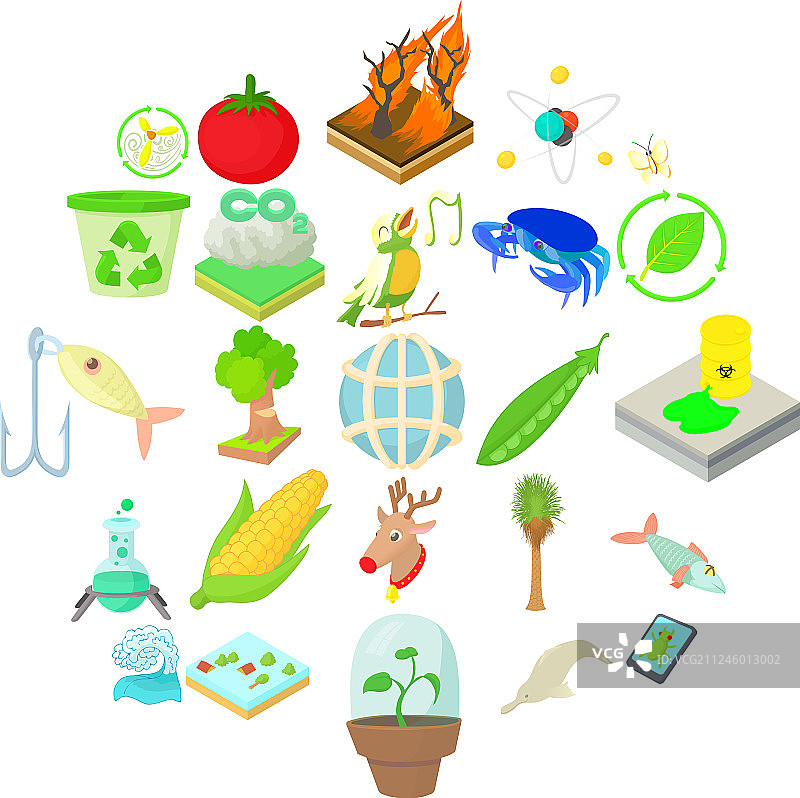 蔬菜图标设置卡通风格图片素材
