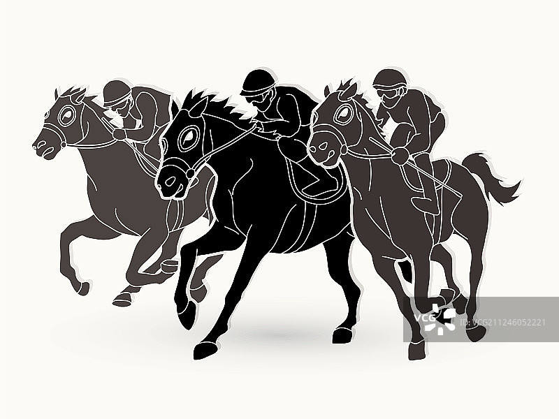 骑师骑马软管赛跑图形图片素材