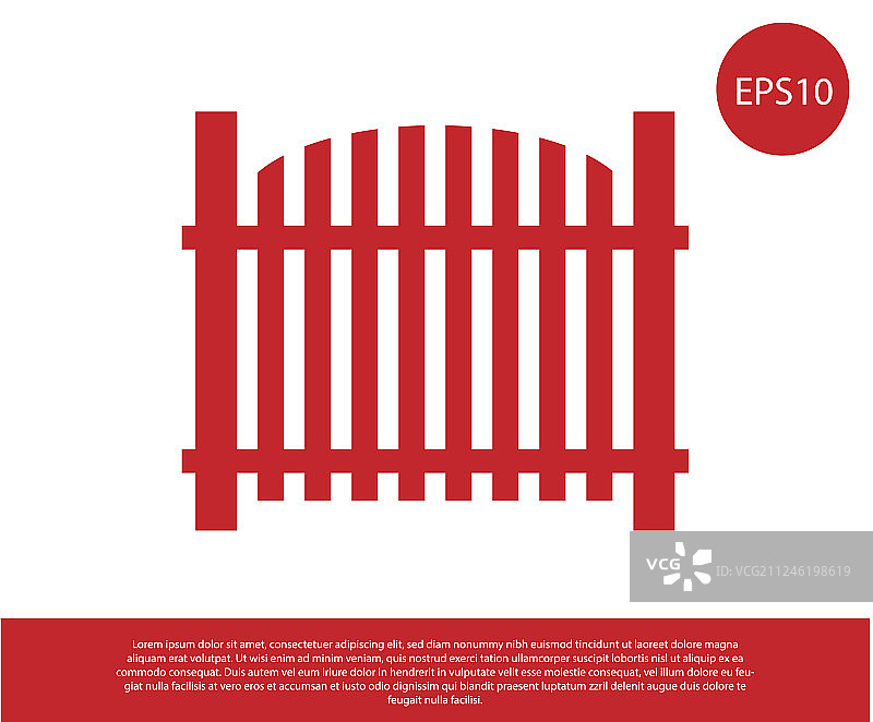 红色花园栅栏木制图标孤立在白色图片素材