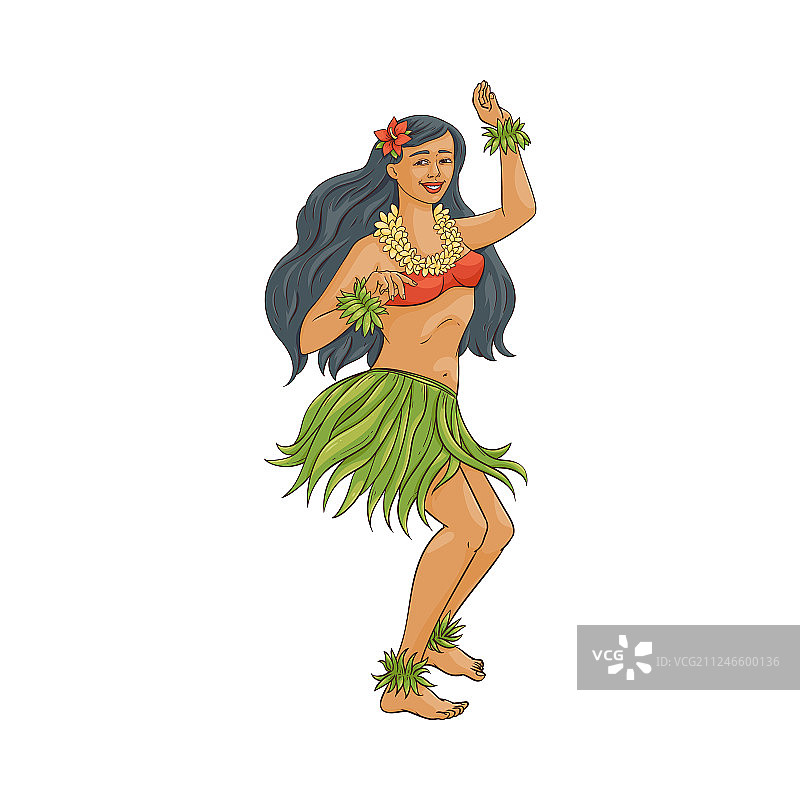 夏威夷舞女头发上戴着花图片素材