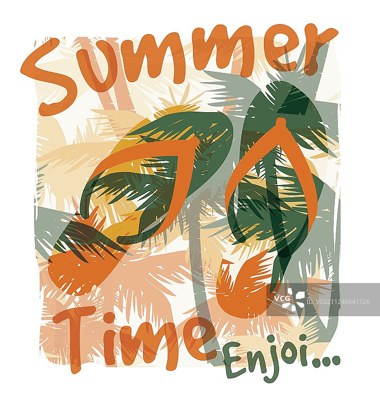 热带夏季印有标语的t恤图片素材