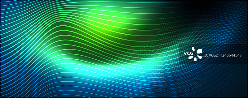 蓝色霓虹灯上平滑的波浪线图片素材