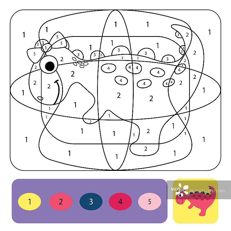 可爱的恐龙着色页儿童着色拼图图片素材